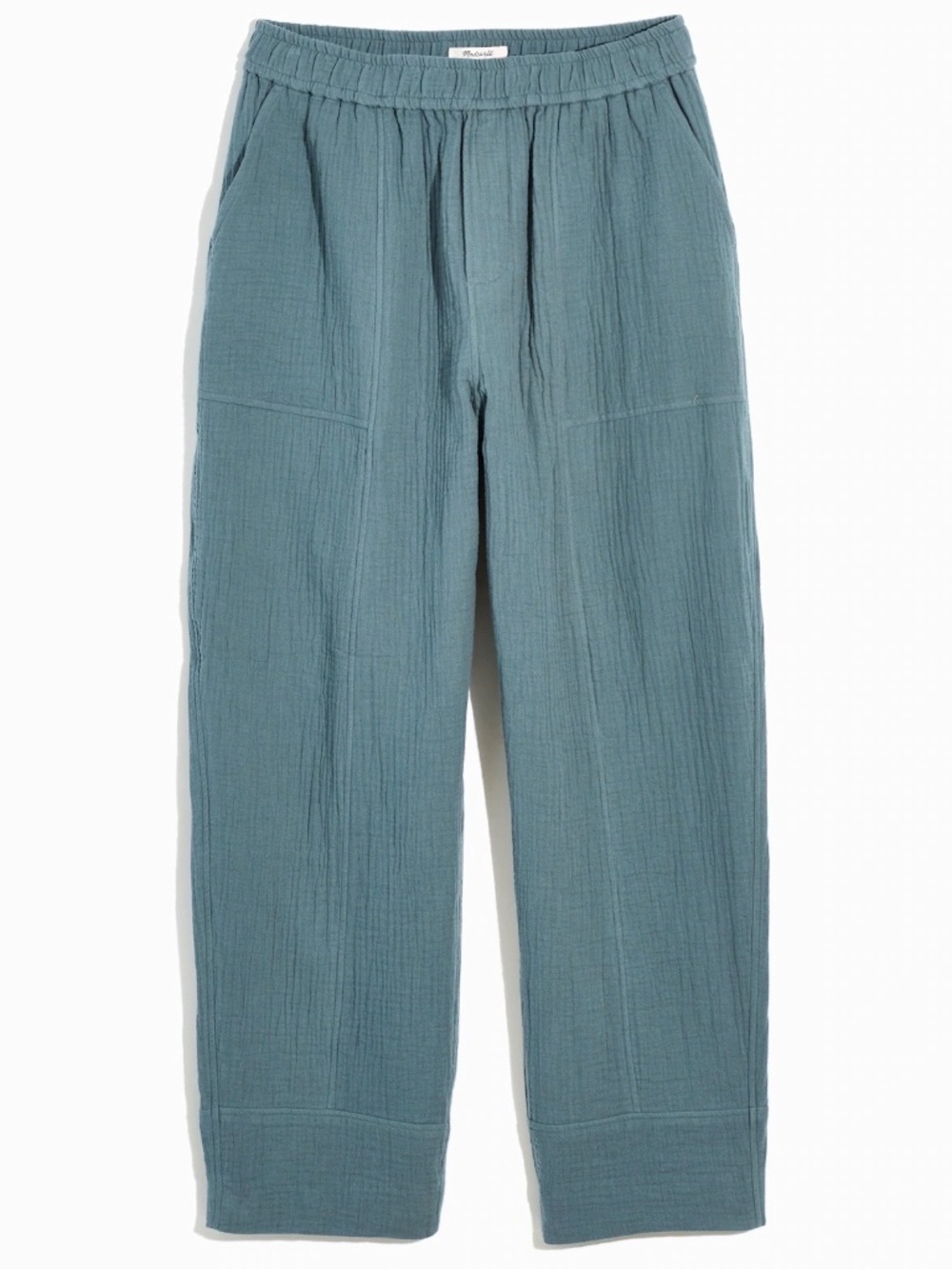 Madewell Lightspun Pull-on Textured Gauze Ballon Pants Shale Grey Green